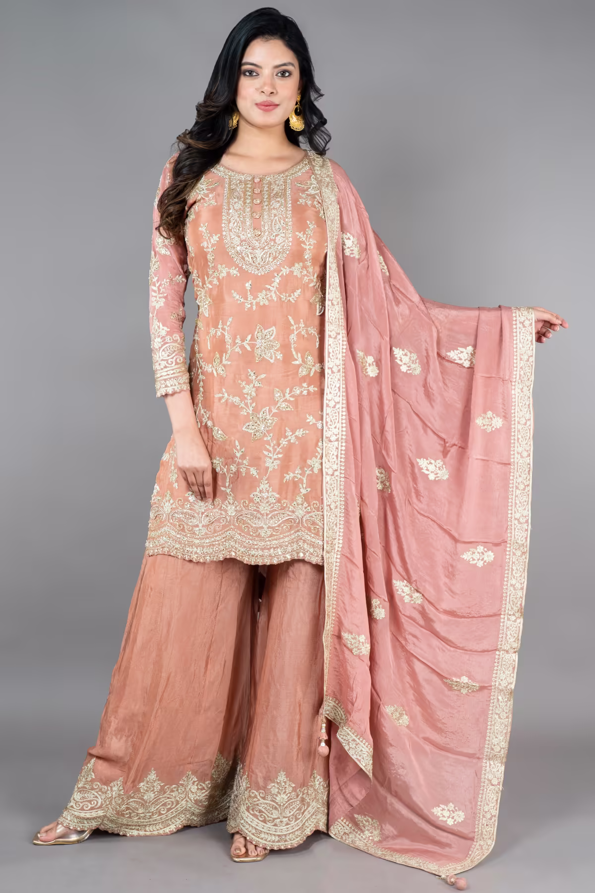 Copper Straight suit with Sharara